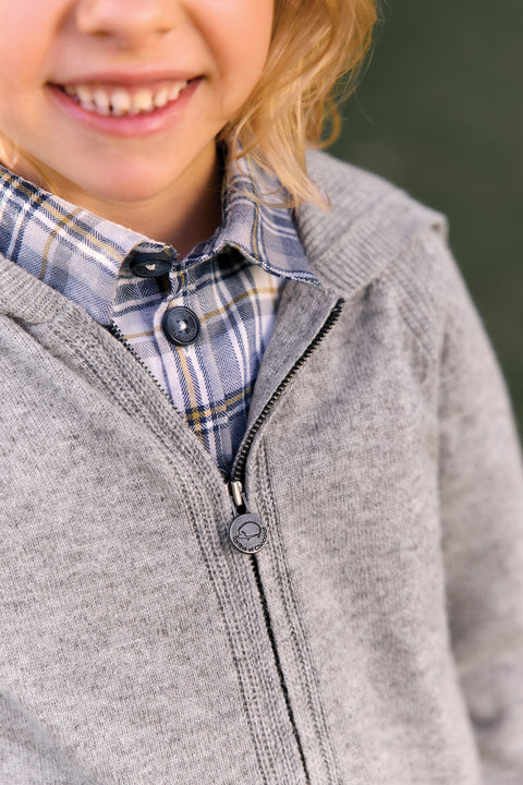 Gilet - Grigio erica Lana a Cappuccio zippato - Image principale