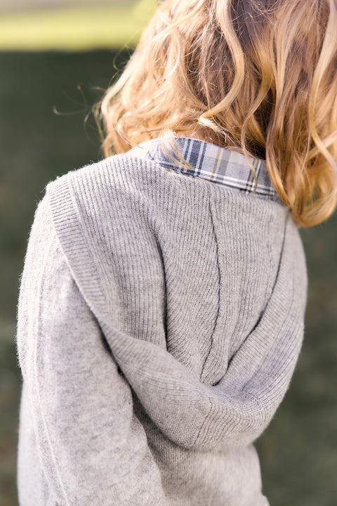 Gilet - Grigio erica Lana a Cappuccio zippato - Image principale