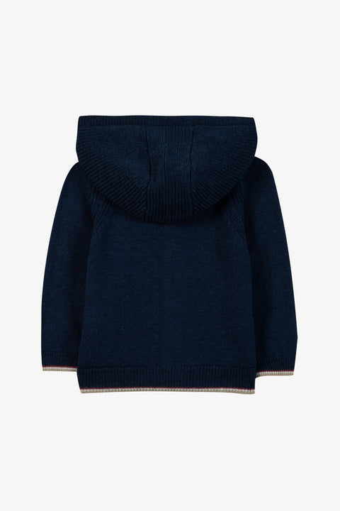 Gilet - Blu navy Lana a Cappuccio zippato - Image principale
