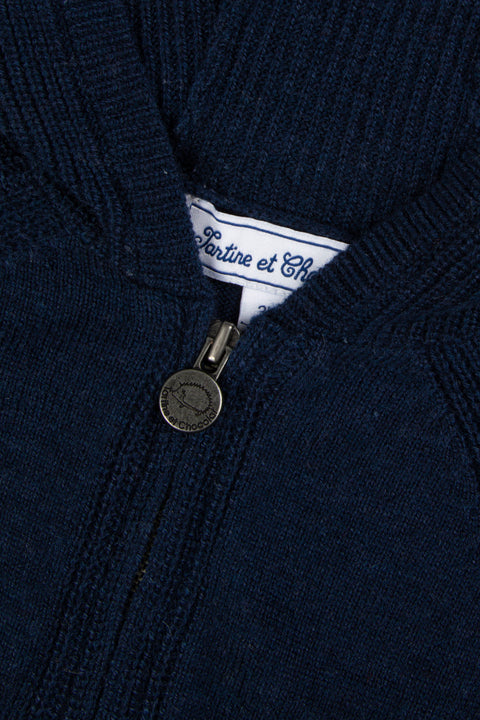 Gilet - Blu navy Lana a Cappuccio zippato - Image principale