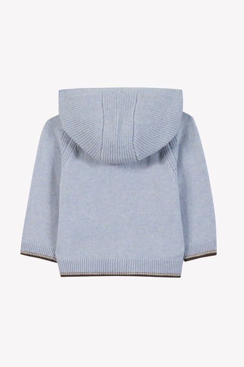 Gilet - Blu orizzonte Lana a Cappuccio zippato - Image principale