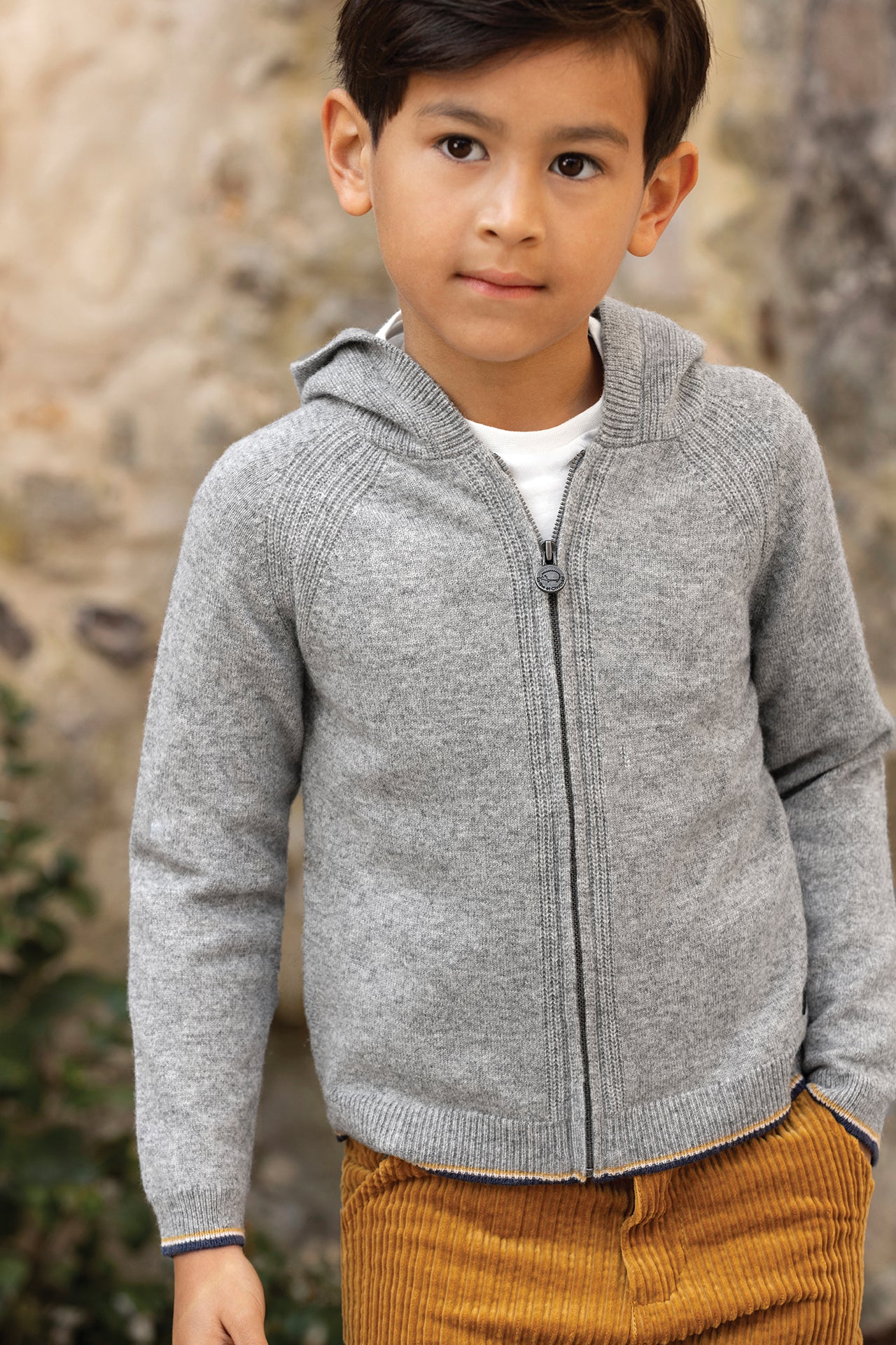 Cardigan - Grey heather Wool Hood Knitwear