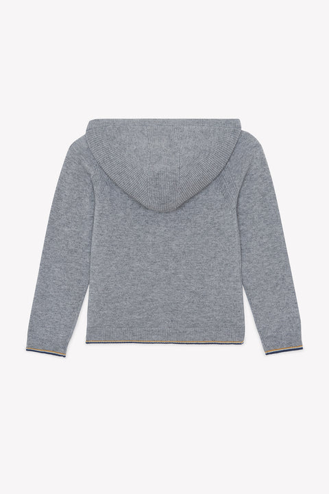 Cardigan - Grigio erica Lana Cappuccio Maglia traforato - Image principale