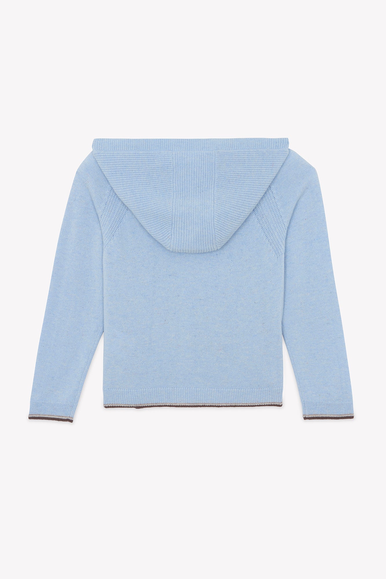 Cardigan - Blu Orizzonte Lana Cappuccio Maglia traforato