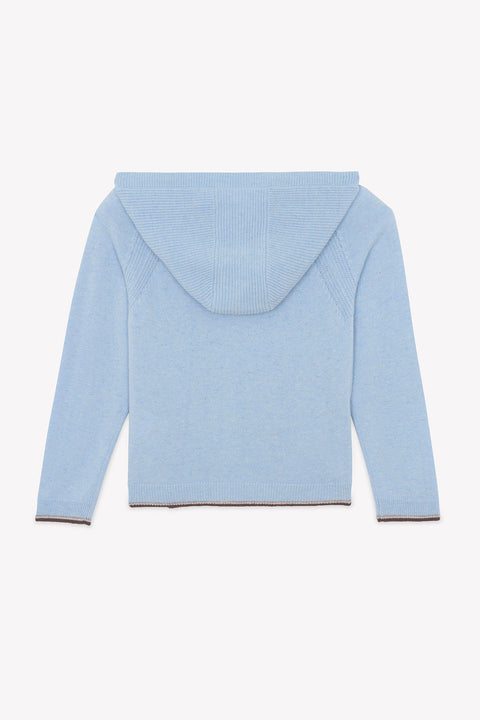 Cardigan - Blu Orizzonte Lana Cappuccio Maglia traforato - Image principale