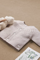 Vest - Beige gemêleerd katoen gevlochten ronde kraag