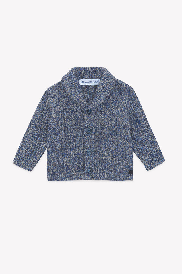 Cardigan - Indaco Lana Maglia contorto - Image principale