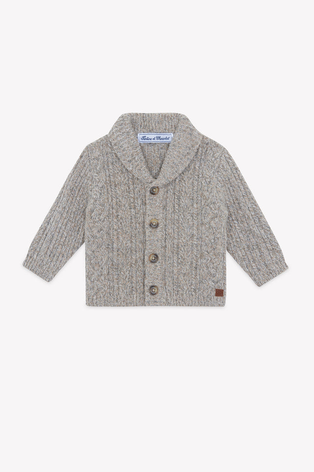 Cardigan - Moka Lana Maglia contorto - Image principale