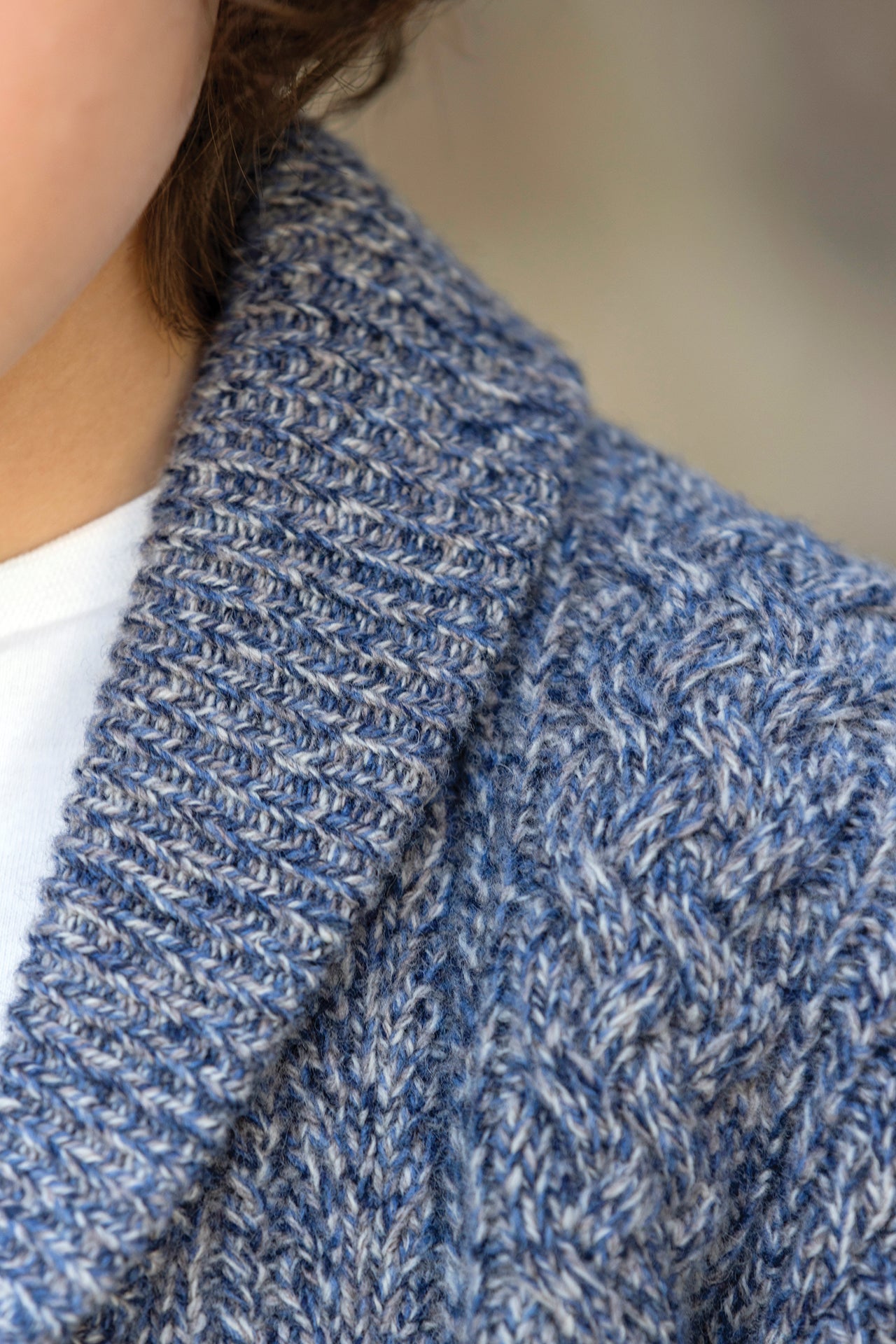 Cardigan - Indigo Shawl collar Knitwear braided