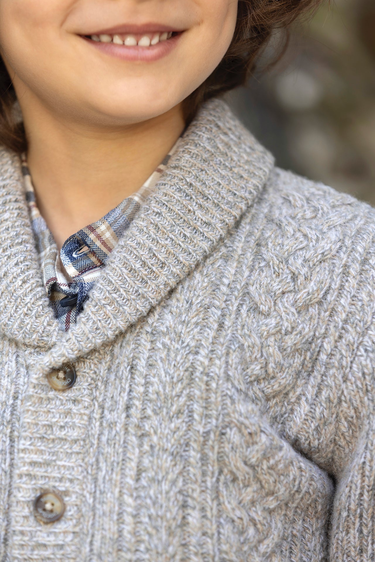 Cardigan - Moka Colletto a scialle Maglia intrecciato