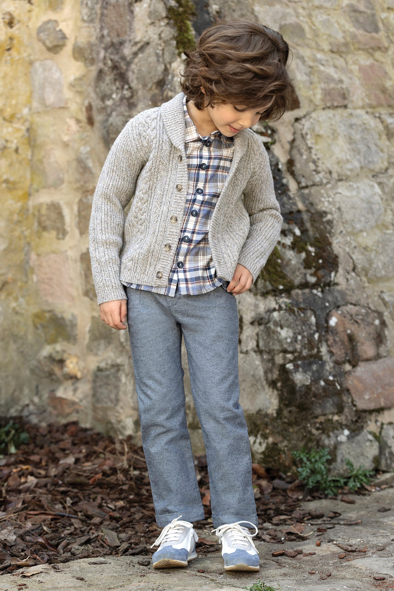 Cardigan - Moka Colletto a scialle Maglia intrecciato