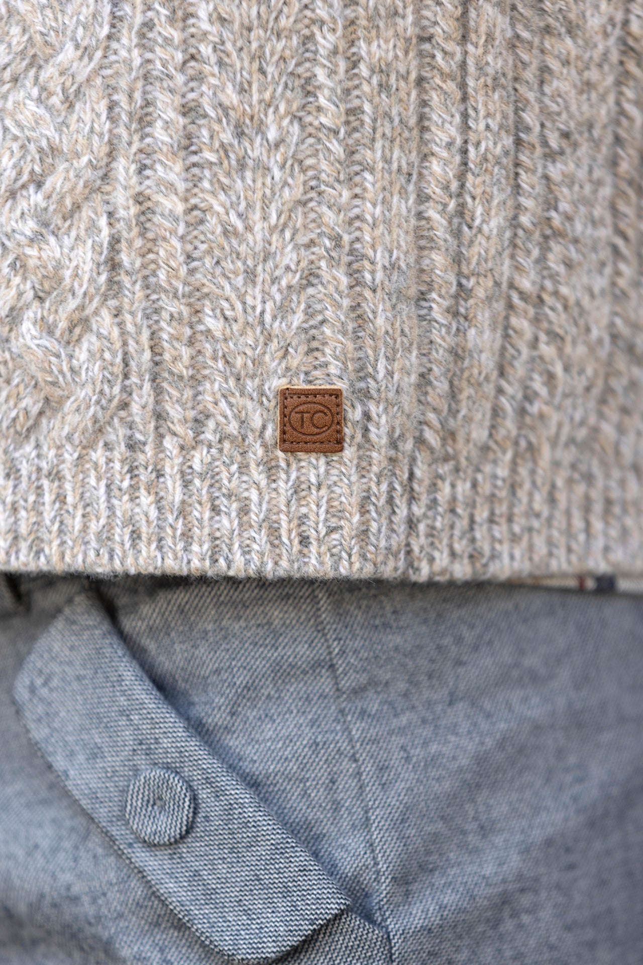 Cardigan - Moka Colletto a scialle Maglia intrecciato