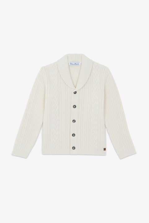 Cardigan - Madreperla  Colletto a scialle Maglia intrecciato - Image principale
