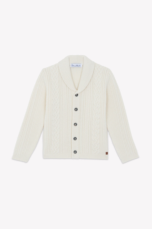 Cardigan - Madreperla  Colletto a scialle Maglia intrecciato - Image principale