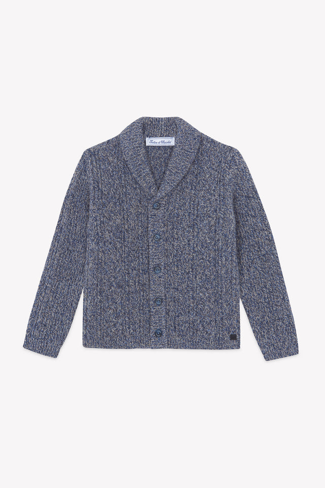 Cardigan - Indaco Colletto a scialle Maglia intrecciato - Image principale