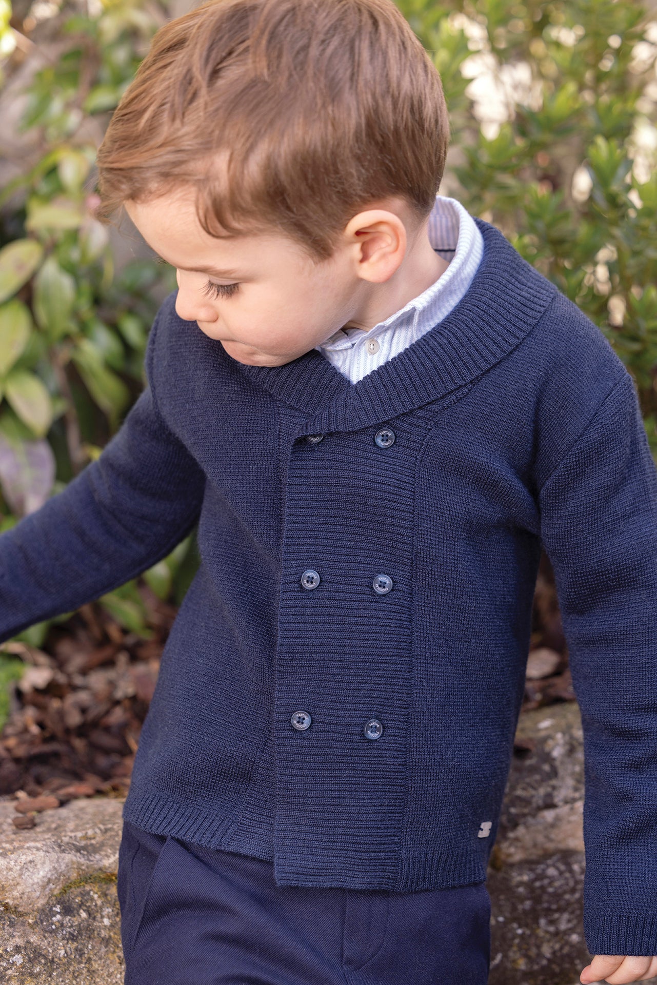 Strickjacke - Marineblau Wolle Strickwaren Stricken