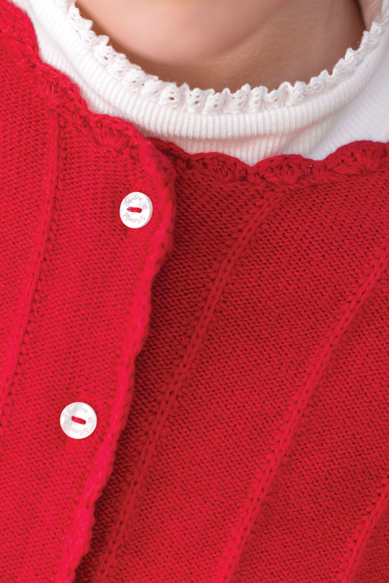 Cardigan - Ciliegia Lana Festone