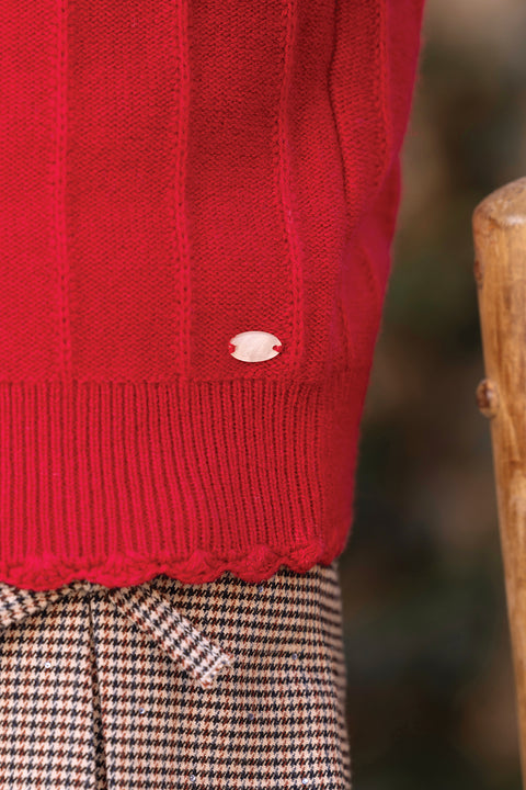 Cardigan - Ciliegia Lana Festone - Image principale