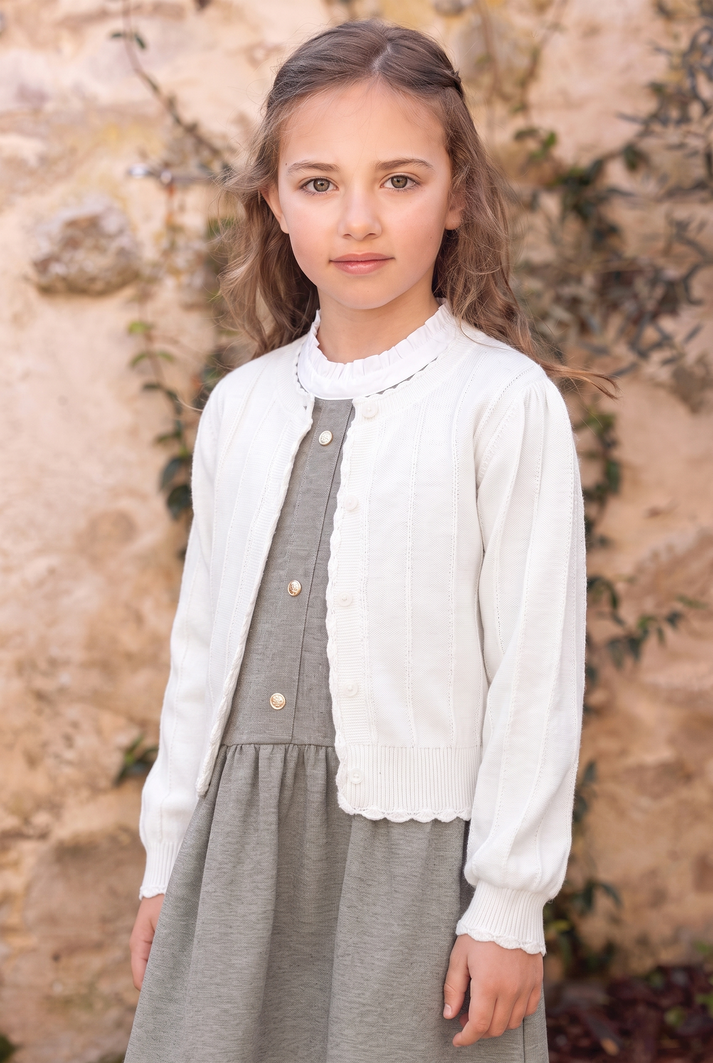 Robe - Gris chiné col rond boutons