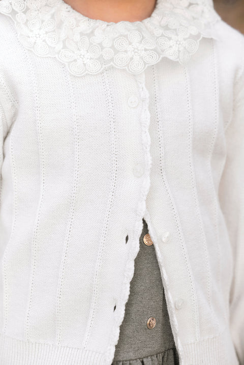 Cardigan - Madreperla  Lana Festone - Image principale