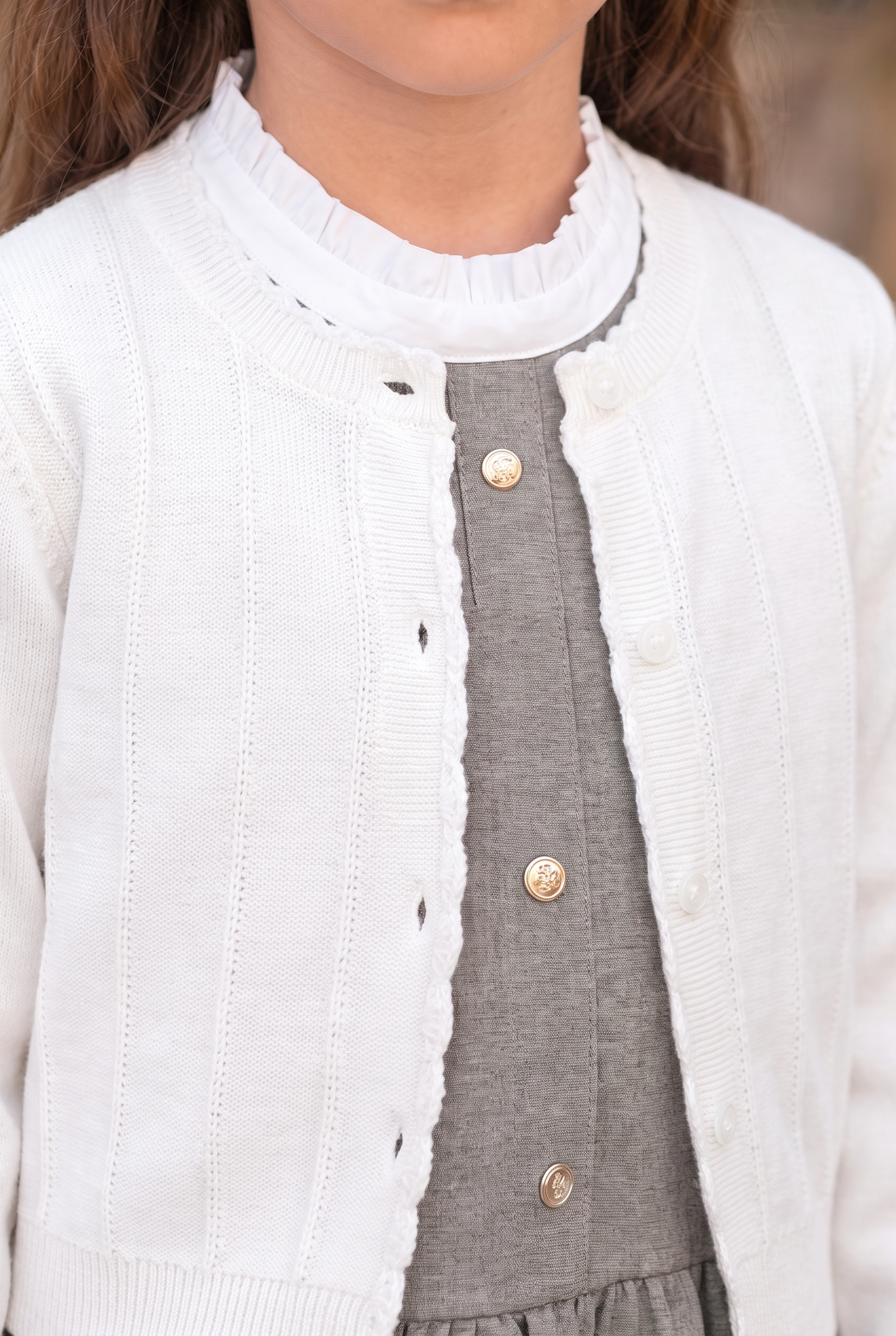 Cardigan - Ecru laine festonné