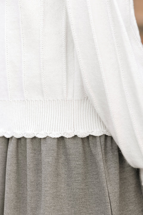 Cardigan - Madreperla  Lana Festone - Image principale
