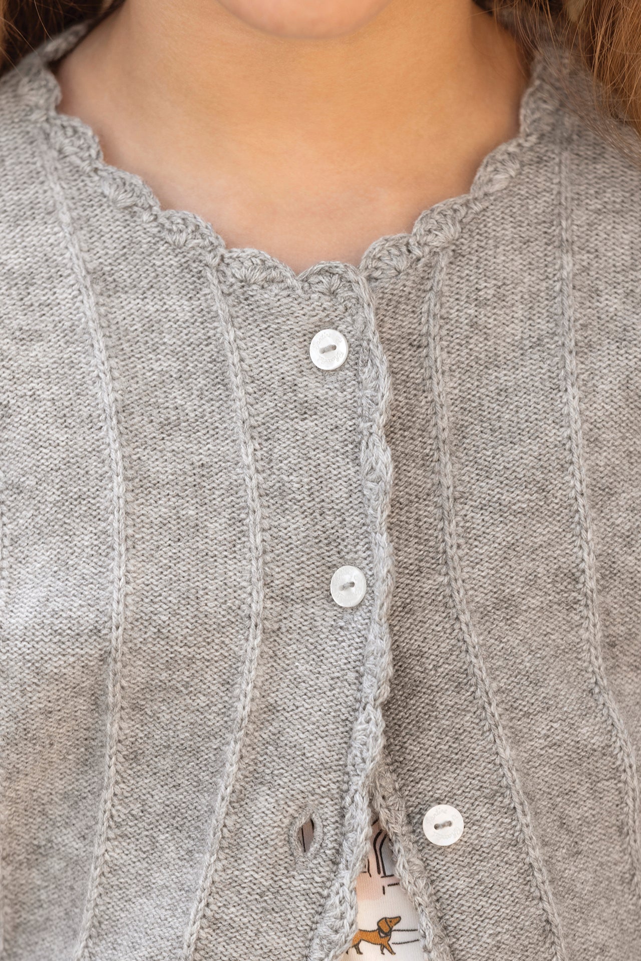 Cardigan - Grigio erica Lana Festone