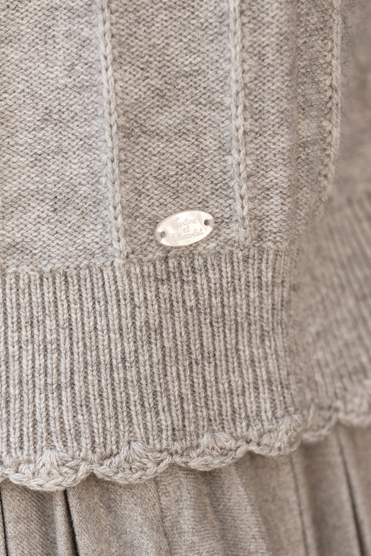 Cardigan - Grigio erica Lana Festone