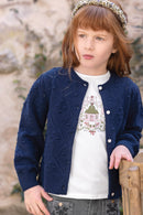 Strickjacke - Marineblau Wolle Strickwaren durchbrochen