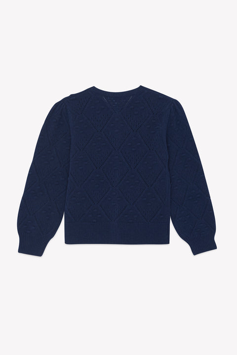 Cardigan - Blu navy Lana Maglia traforato - Image principale
