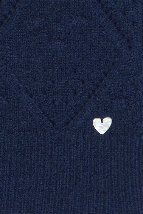 Cardigan - Blu navy Lana Maglia traforato - Image principale