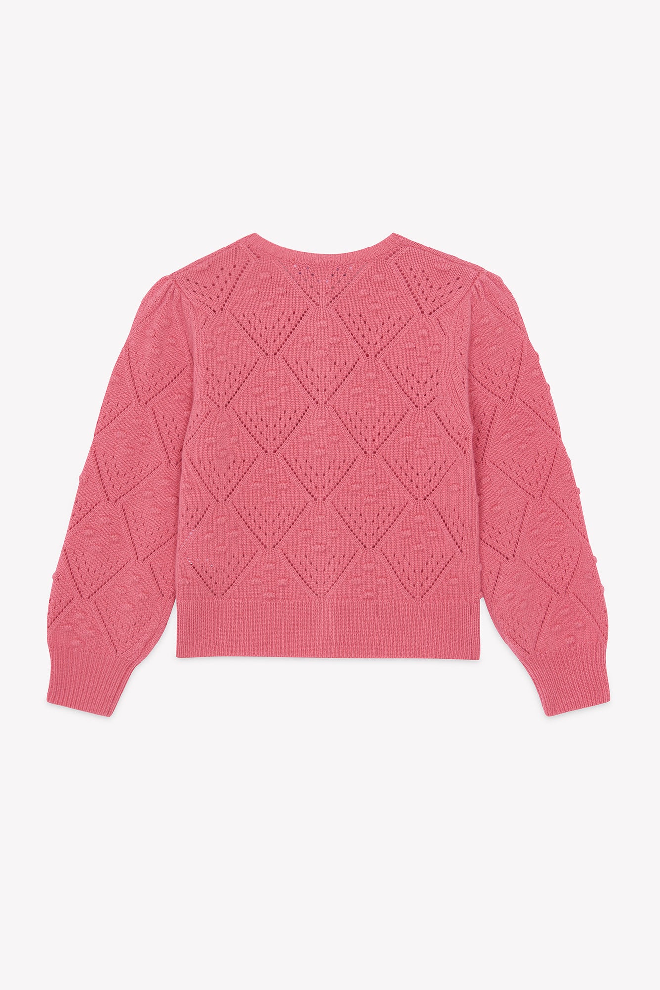 Cardigan - Rosa peonia Lana Maglia traforato
