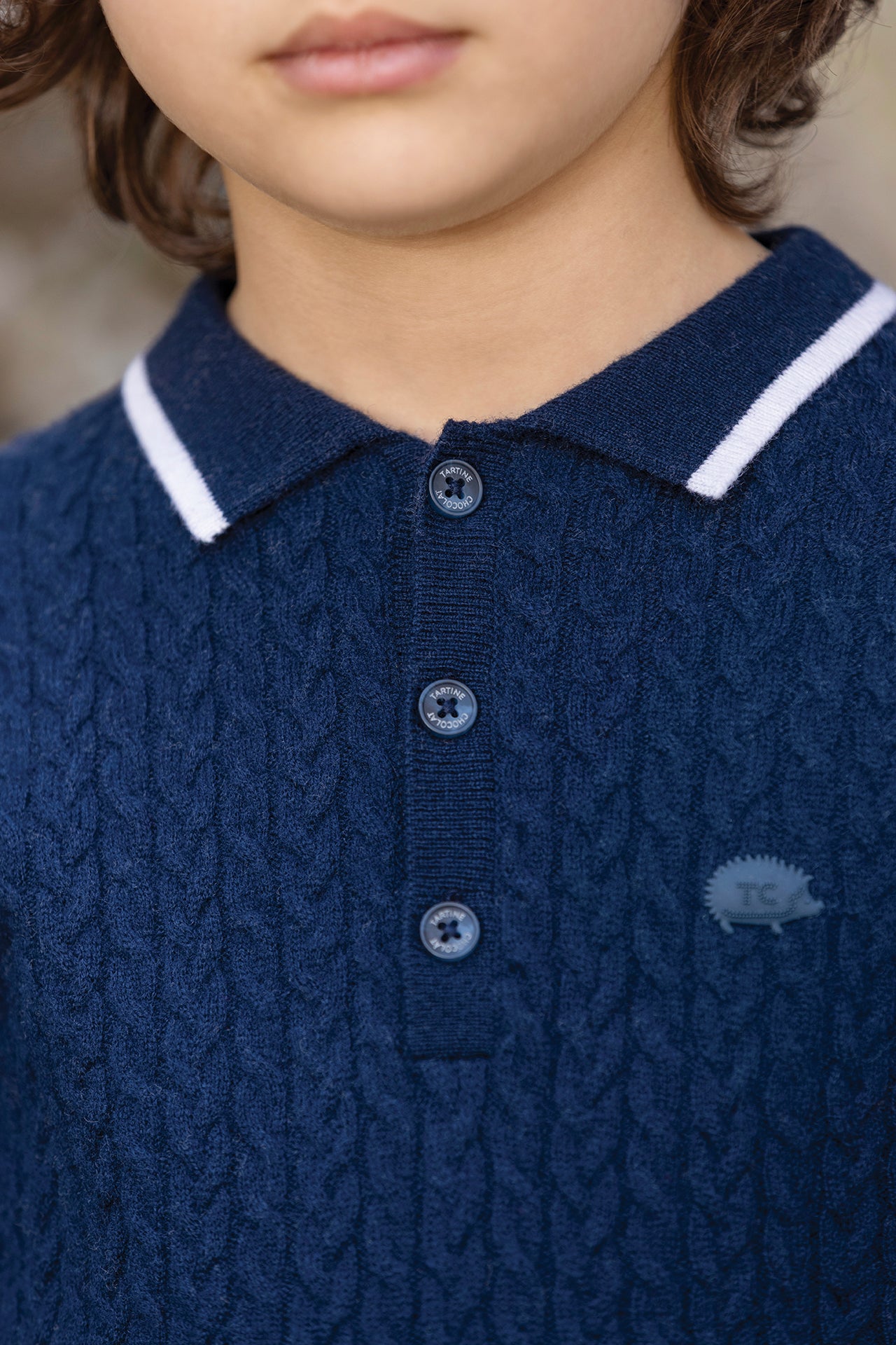 Pull - Marine laine col pointu