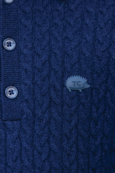 Maglia - Blu navy Lana Colletto a punta - Image principale