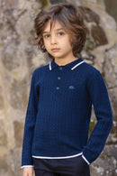 Pull - Marine laine col pointu
