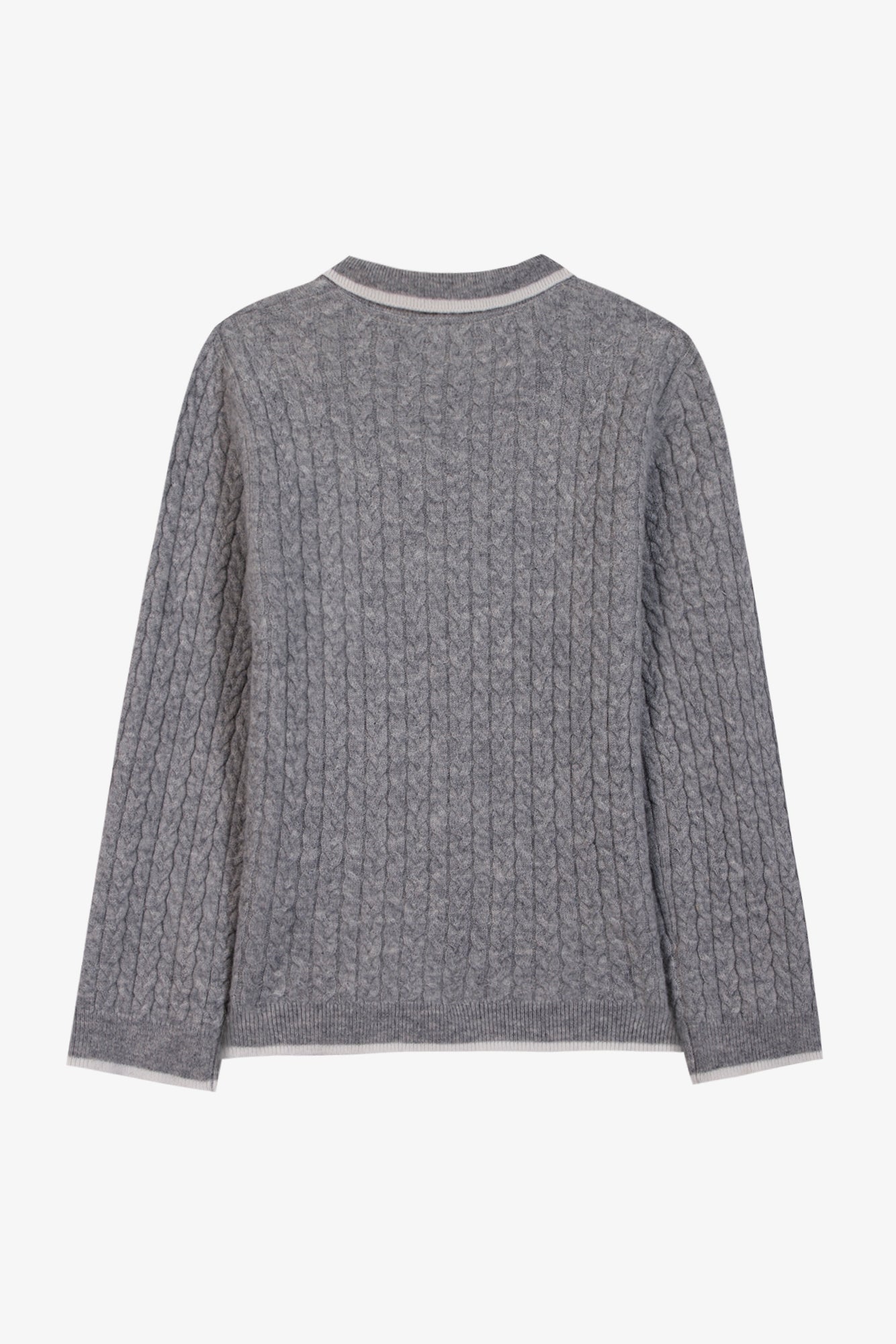 Maglia - Grigio erica Lana Colletto a punta Righe