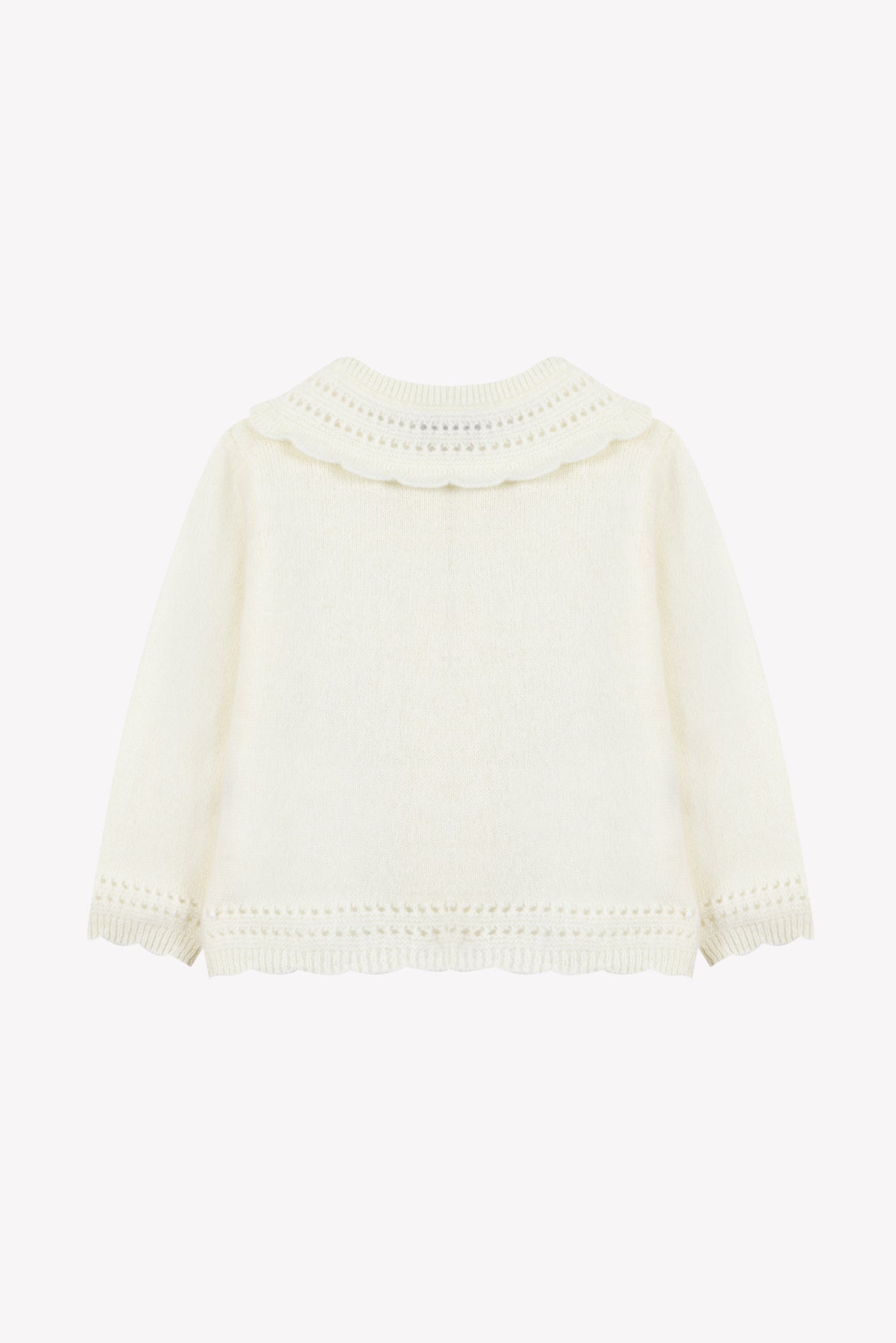 Cardigan - Madreperla  Cashmere Colletto Girocollo Festone