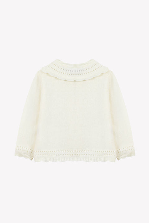 Cardigan - Madreperla  Cashmere Colletto Girocollo Festone - Image principale