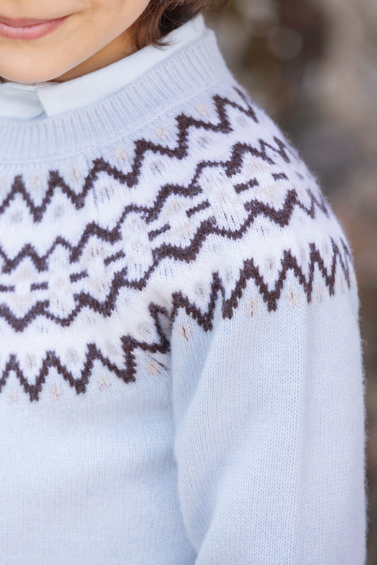 Pull - Bleu Horizon laine maille jacquard