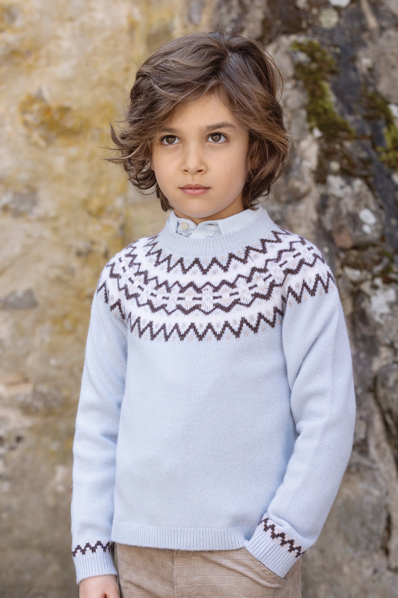 Pull - Bleu Horizon laine maille jacquard
