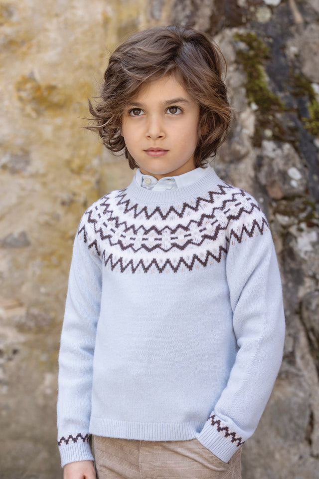 Maglia - Blu Orizzonte Lana Maglia jacquard - Image principale