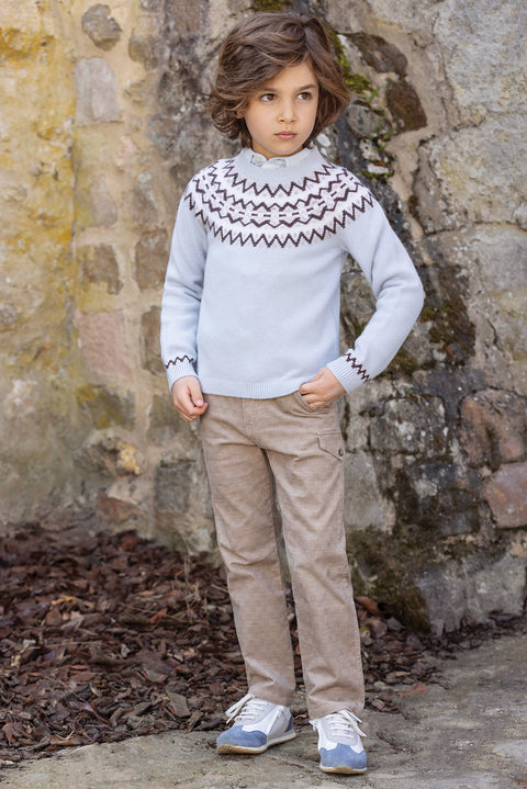 Trousers - Cotton mocha Check - Image principale