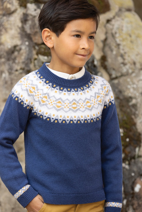 Maglia - Indaco Lana Maglia jacquard - Image principale