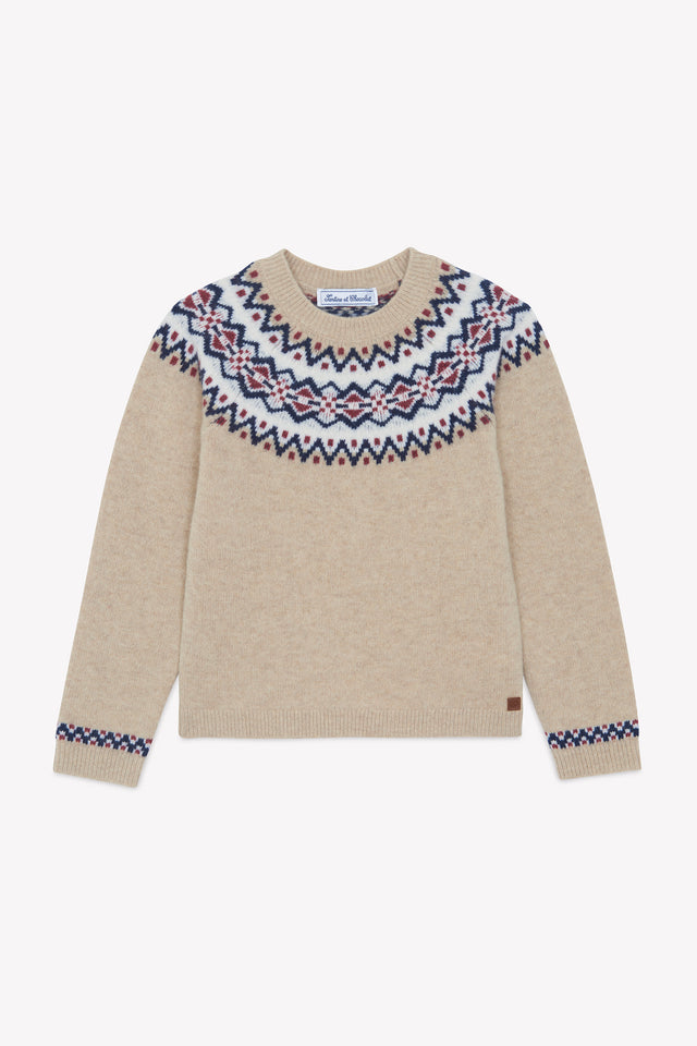 Sweater - Sand Wool Knitwear jacquard - Image principale