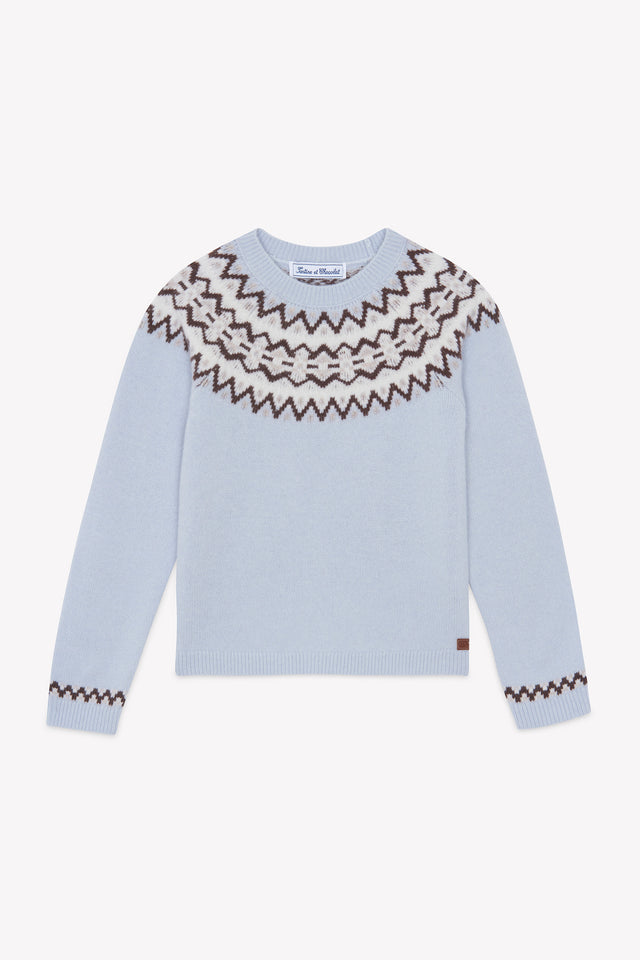 Maglia - Blu Orizzonte Lana Maglia jacquard - Image principale