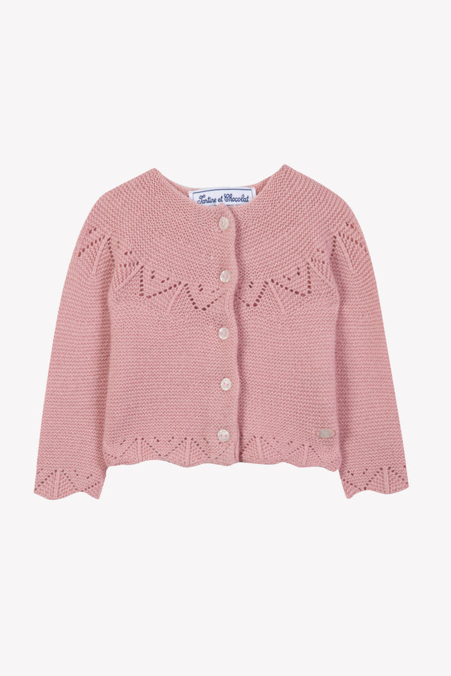 Cardigan -Arrossire Lana Maglia traforato - Image principale