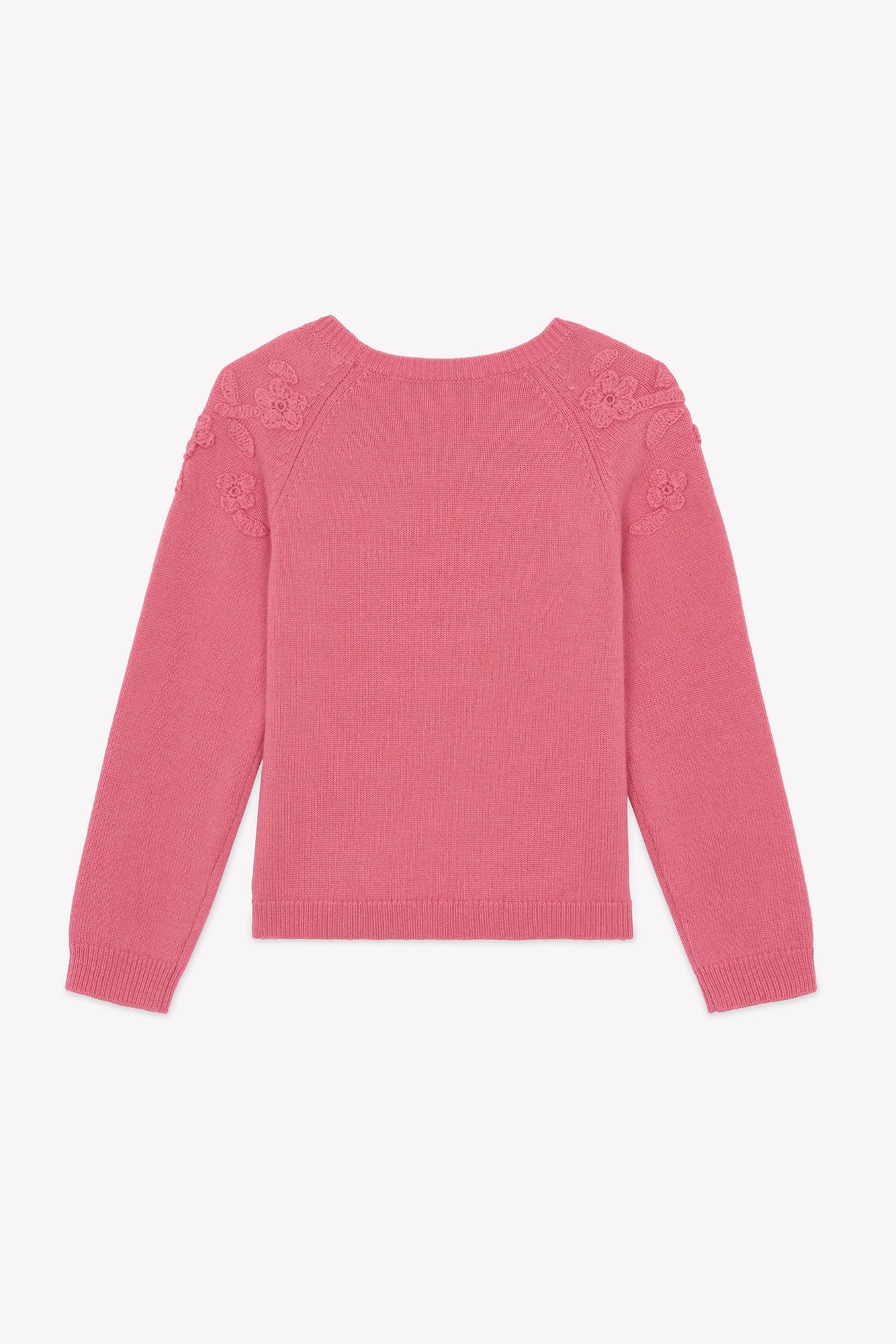 Maglia - Rosa peonia Lana ricami floreali