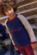 Pull- Marine laine broderie explorer
