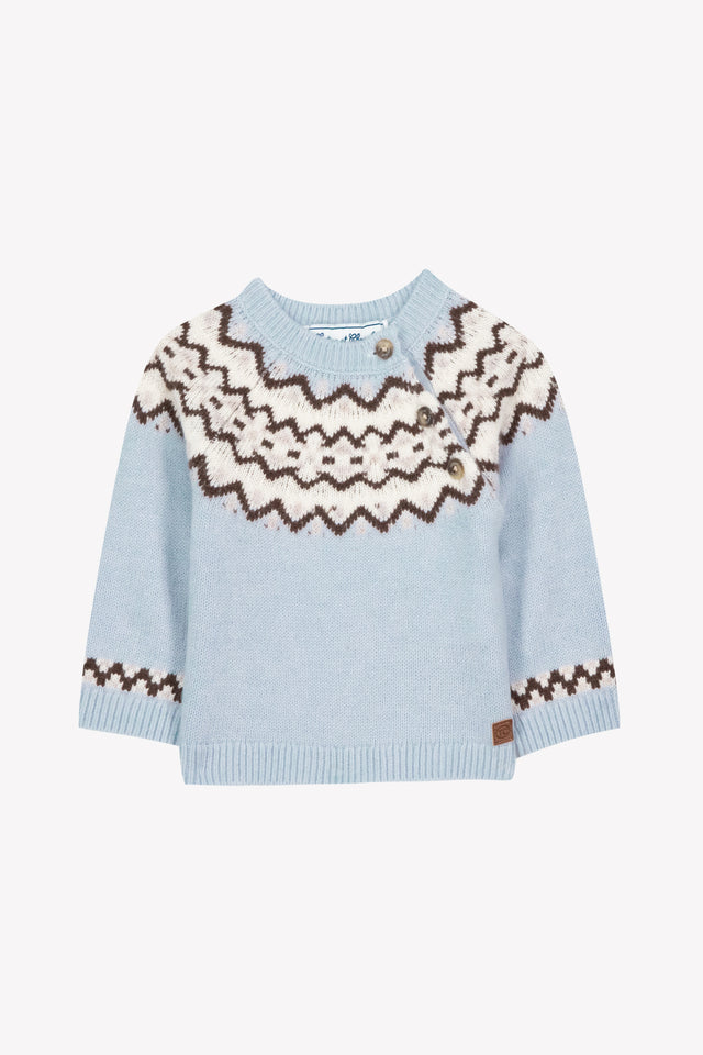 Maglia - Blu orizzonte Lana jacquard - Image principale