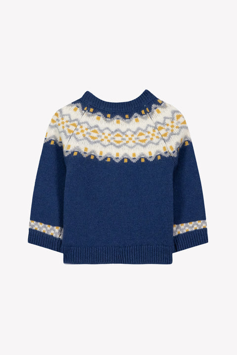Maglia - Blu navy indaco Lana jacquard - Image principale